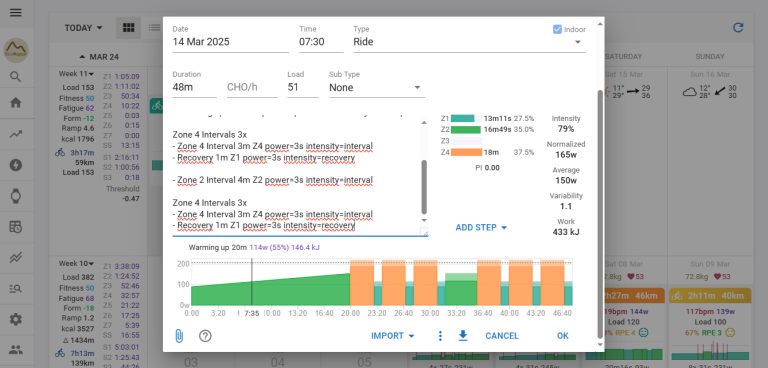 intervals planned workouts