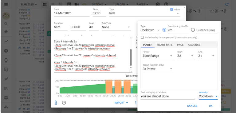 intervals planned workouts