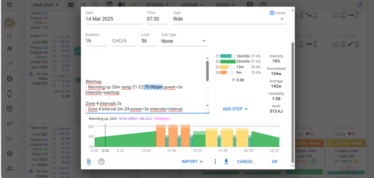 intervals planned workouts