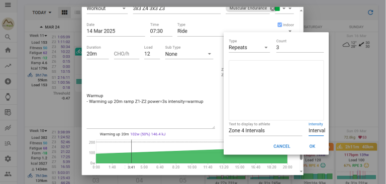 intervals planned workouts